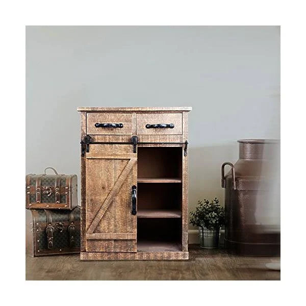 Rustic Wood End Table Console Cabinet Storage Cabinet D7159