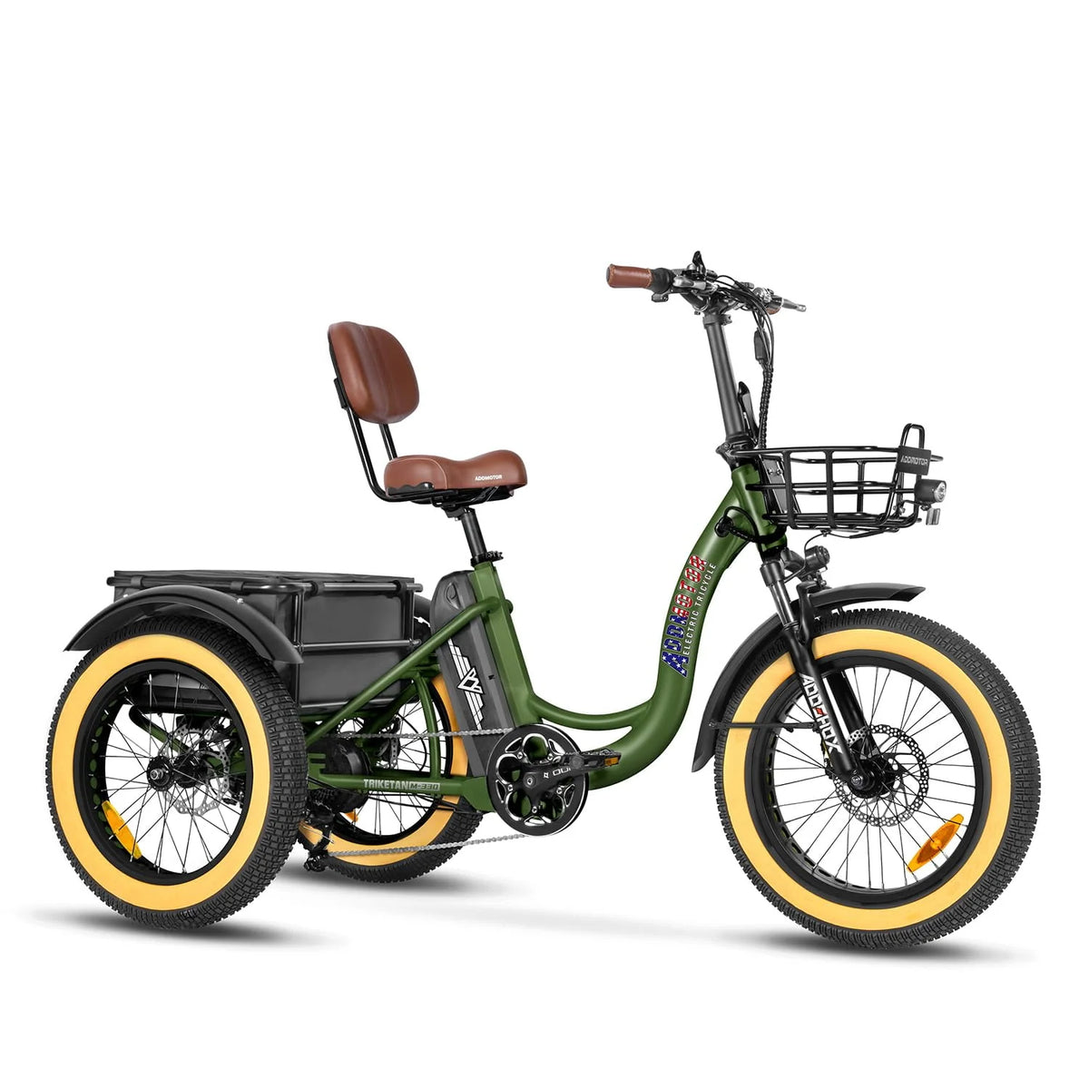 Step-Thru Fat Tire Electric Trike with Basket, 750W 48V 20Ah Black Z111772