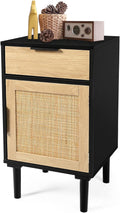 Modern Night Stand with Rattan Cabinet Door and Drawer P1339