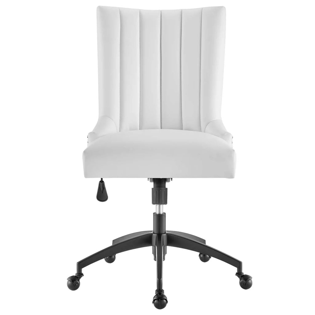Black White Vegan Leather Office Chair F9745