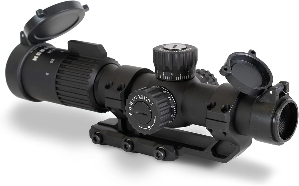 1-3x24 First Focal Plane Rifle Scope with Illuminated MOA Reticle and Offset Cantilever Mount Y795