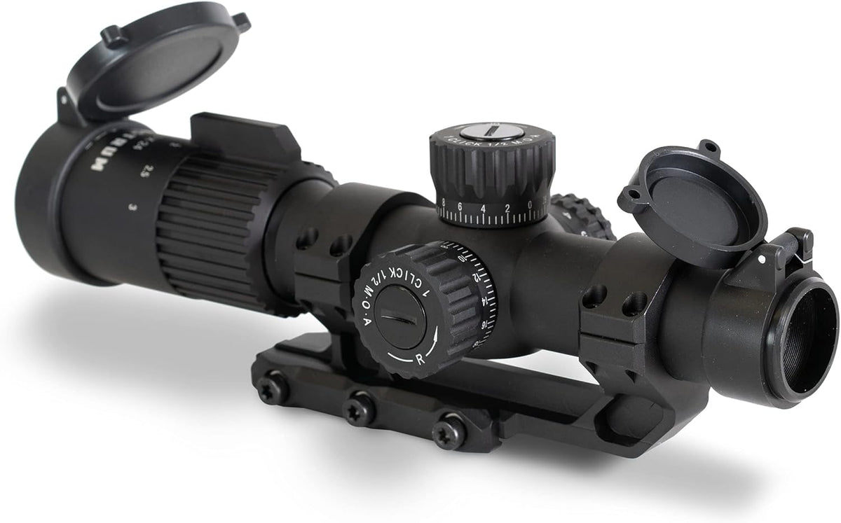 1-3x24 First Focal Plane Rifle Scope with Illuminated MOA Reticle and Offset Cantilever Mount Y795