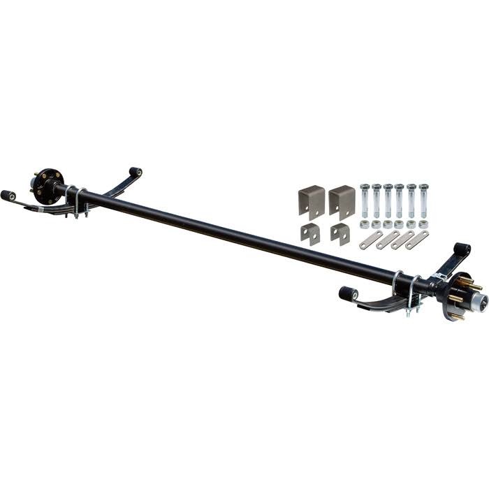 2000-Lb. Capacity Complete Axle Kit, 67inch Hubface, 55inch Spring Center, 5-Stud Pattern, 4.5inch Hubs S618538