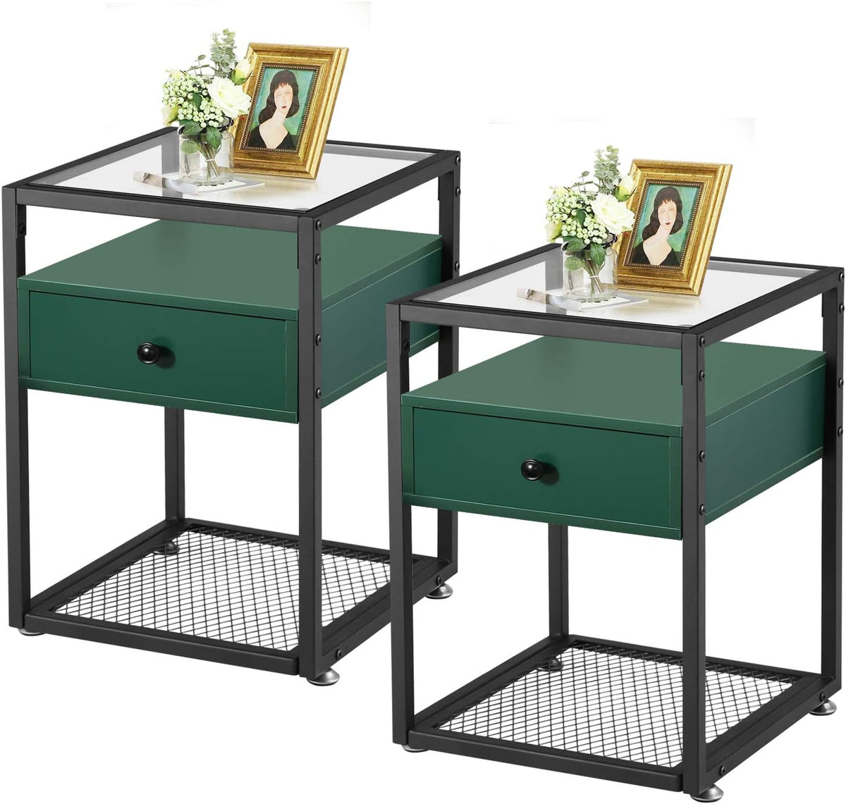 Rustic Brown Nightstand Set of 2 with Drawer U232614