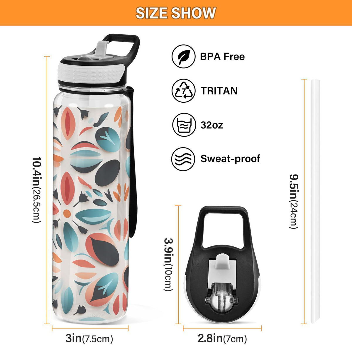 32oz Tritan Leakproof Clear Water Bottle Q1079