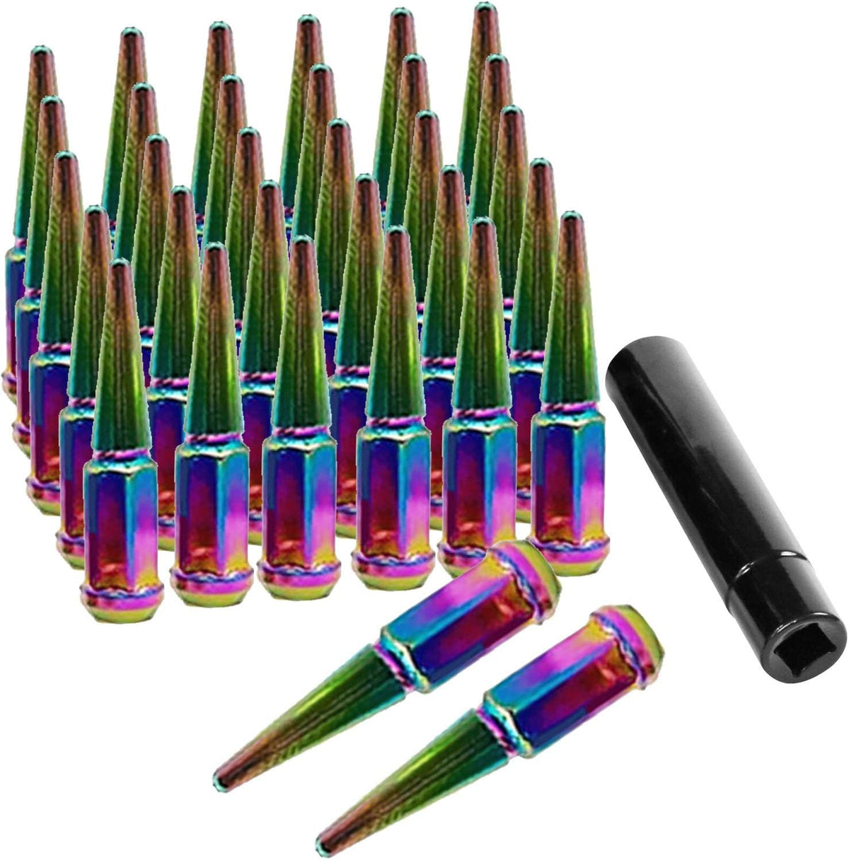 14x1.5 Spiked Solid Metal Gold Wheel Lug Nuts with 1 Key L603044