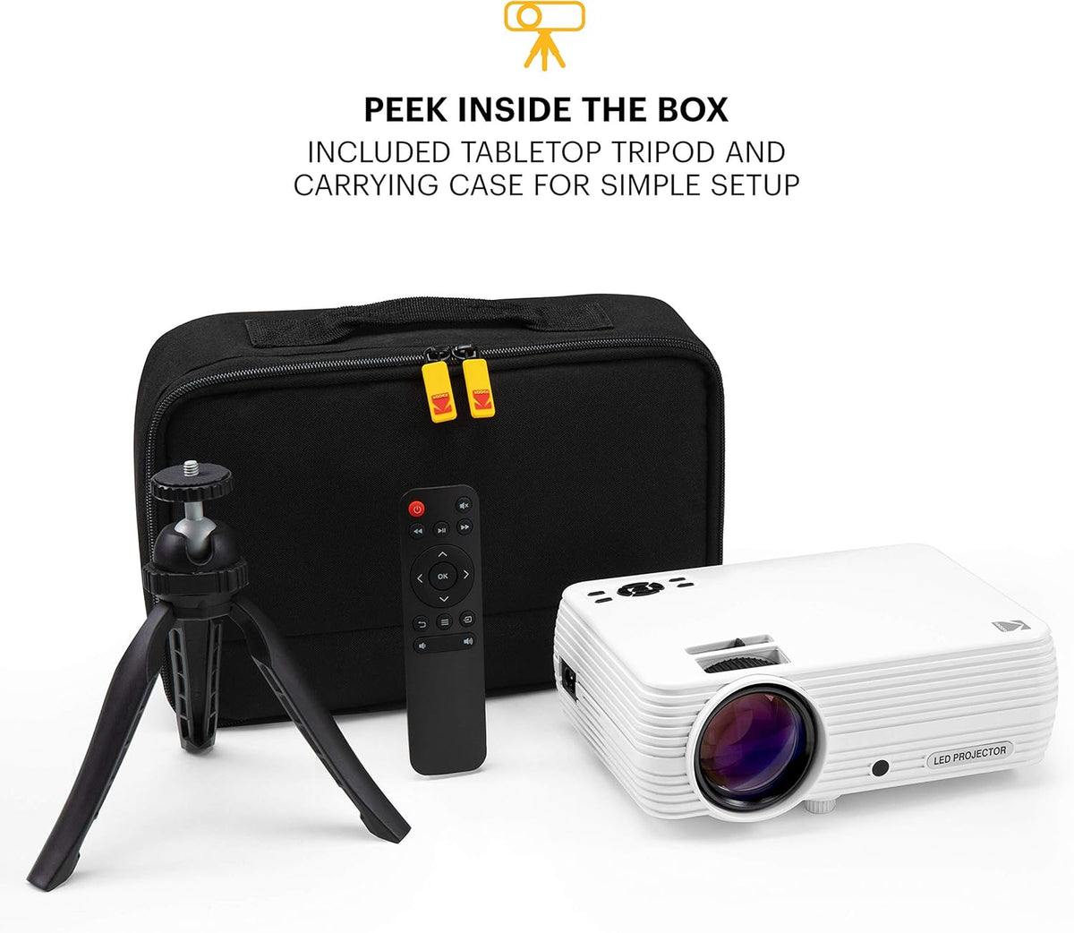 Home Projector with Tripod and Case, 1080p HD I77008