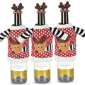 3Pack Christmas Wine Bottle Covers Reindeer Red C204