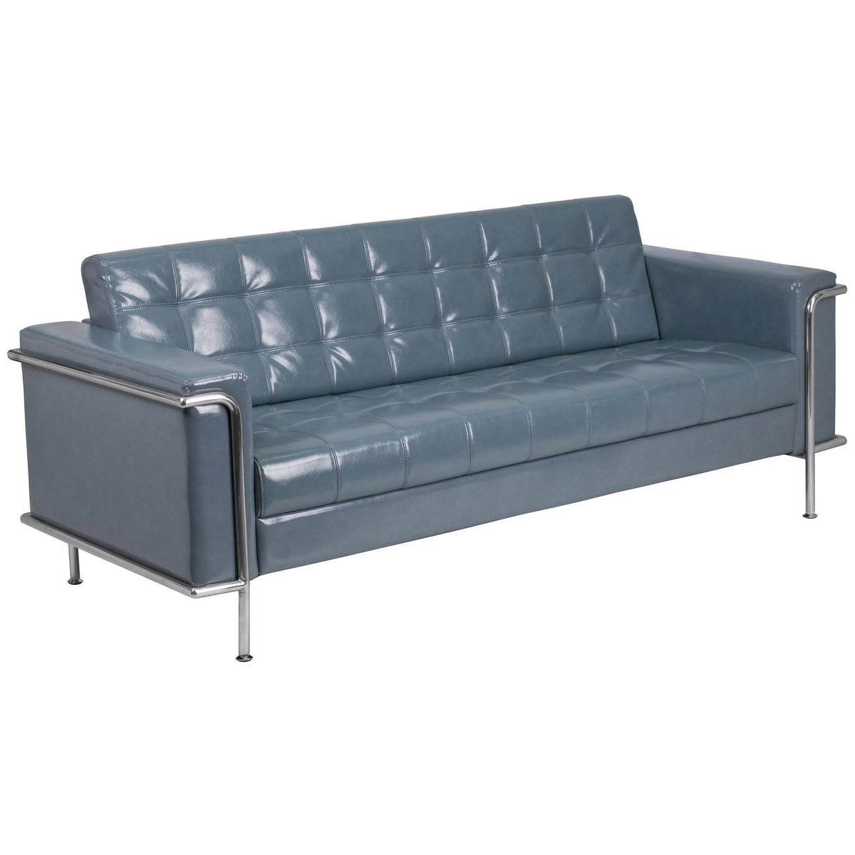 Grey Faux Leather Sofa T157790