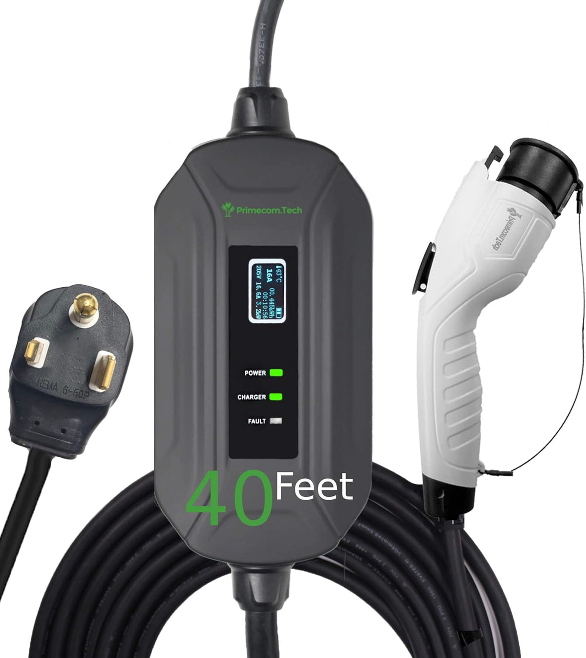 Portable Level 2 Electric Vehicle Charger, 16Amp, 50 Feet I1621
