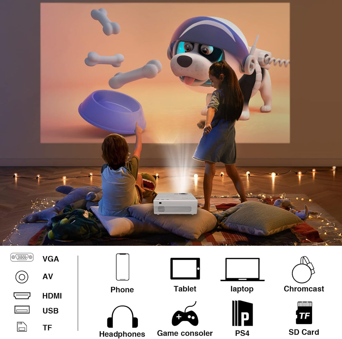 7500 Lumens WiFi Mini Projector with Tripod R247
