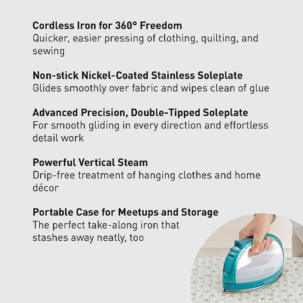 Teal Cordless Dry/Steam Iron with Stainless Steel Soleplate B10344