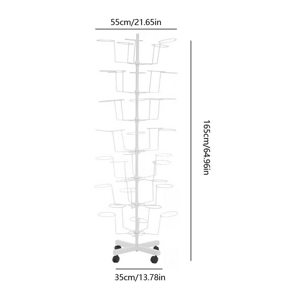 7 Tier Rotating Hat Rack Stand with 35 Hooks White G3489