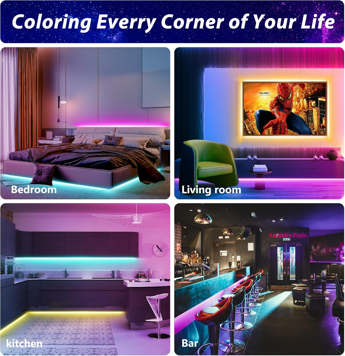 200ft LED Strip Lights with App Remote Control, Music Sync Color Changing, Pack of 2 U5812