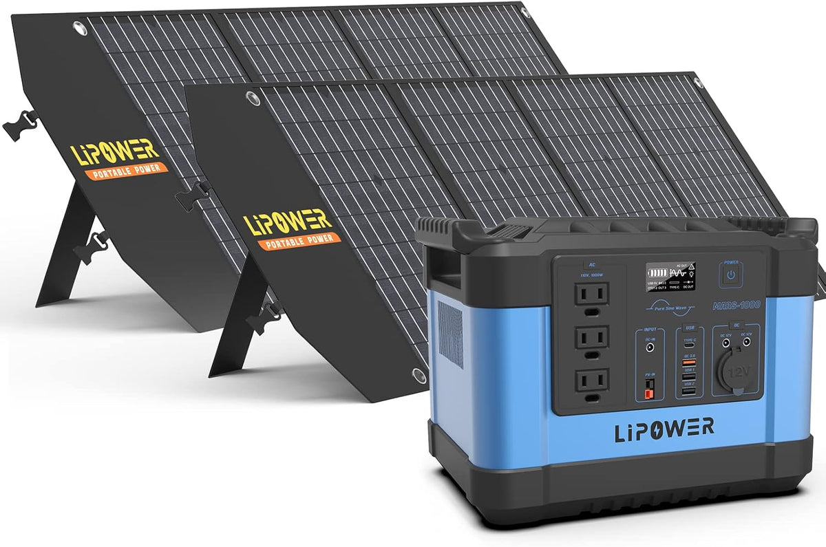 Portable Power Station 1000W Solar Generator with 3 110V Pure Sine Wave AC Outlet Z10472