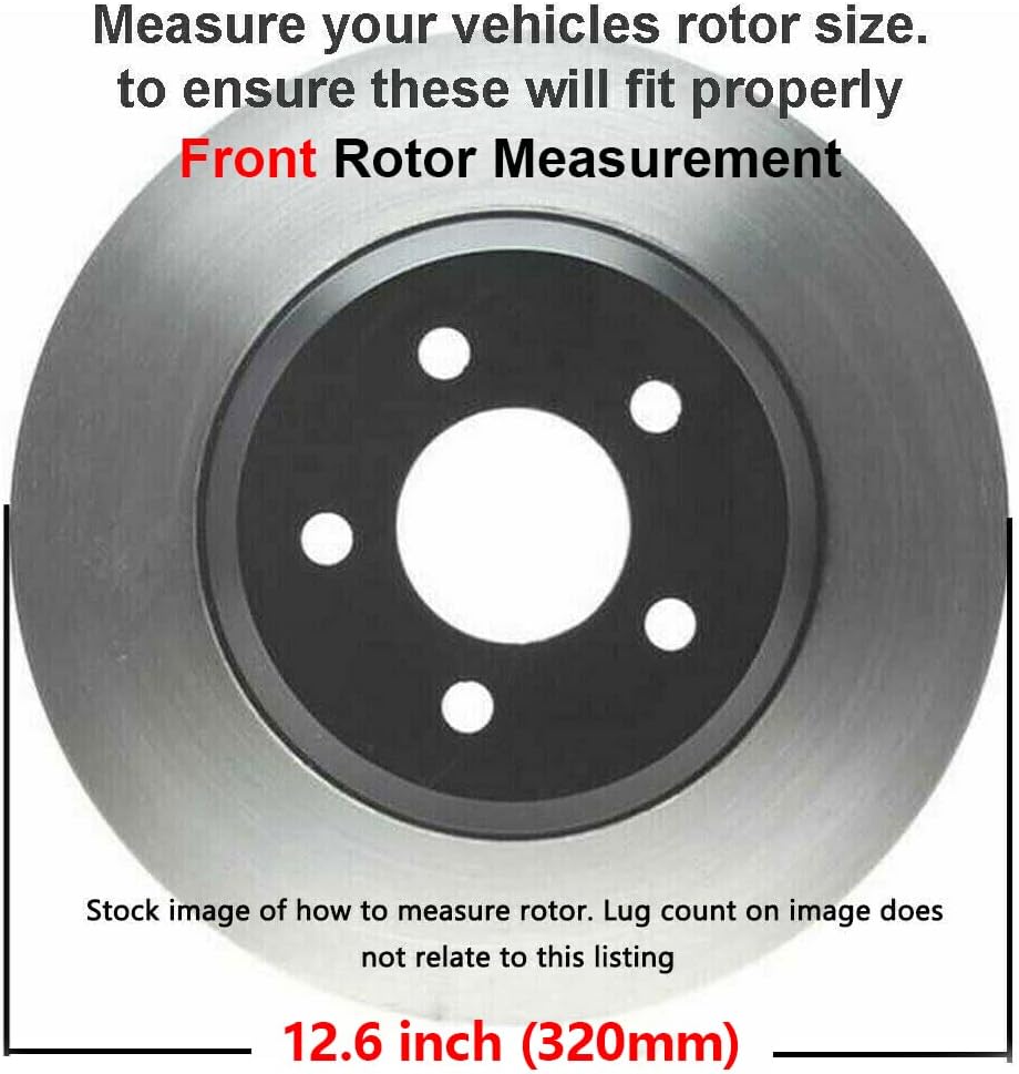 12.60" Front and Rear Drilled & Slotted Rotors + Brake Pads 8pc Set Y3266