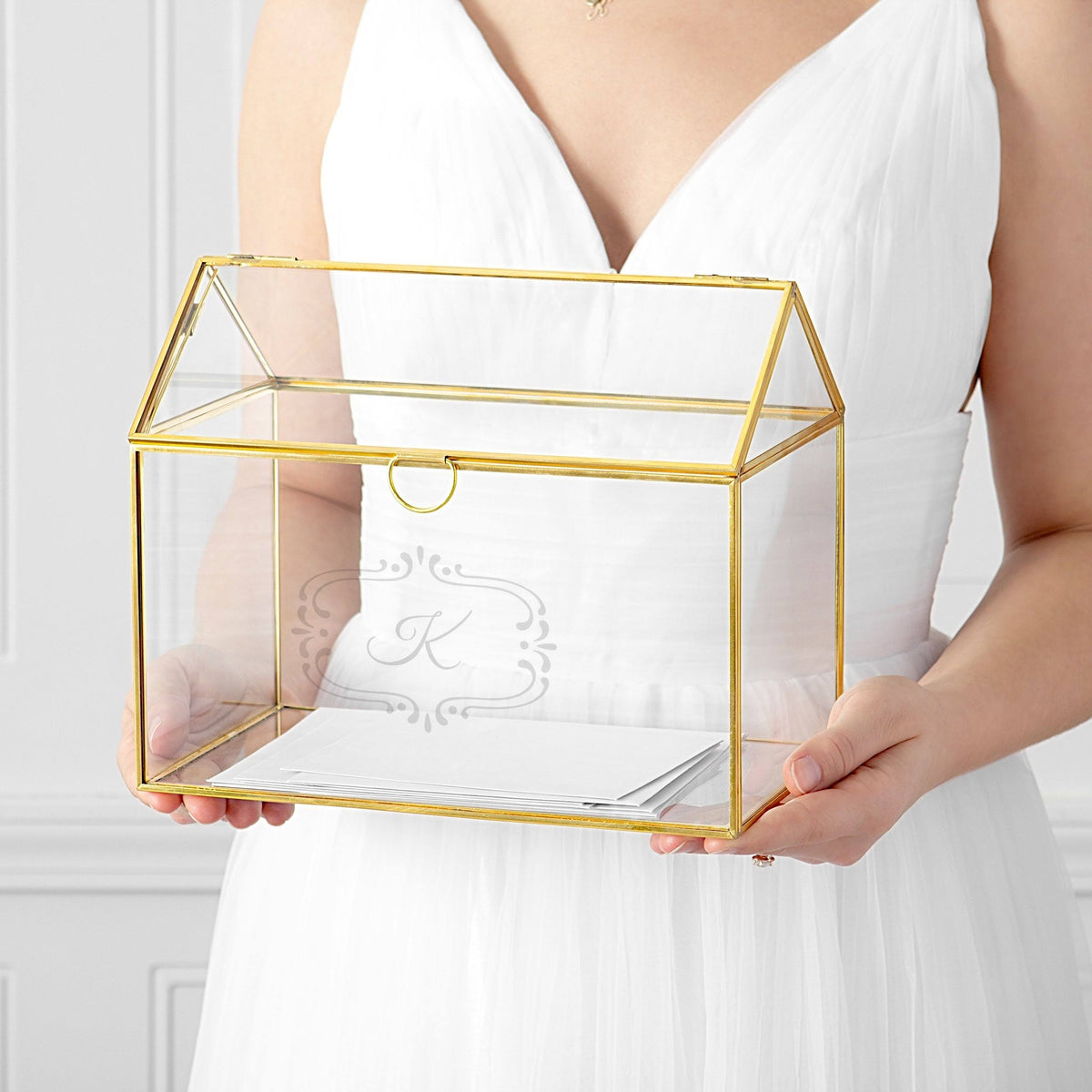 Gold Glass Terrarium Gift Card Holder V51118