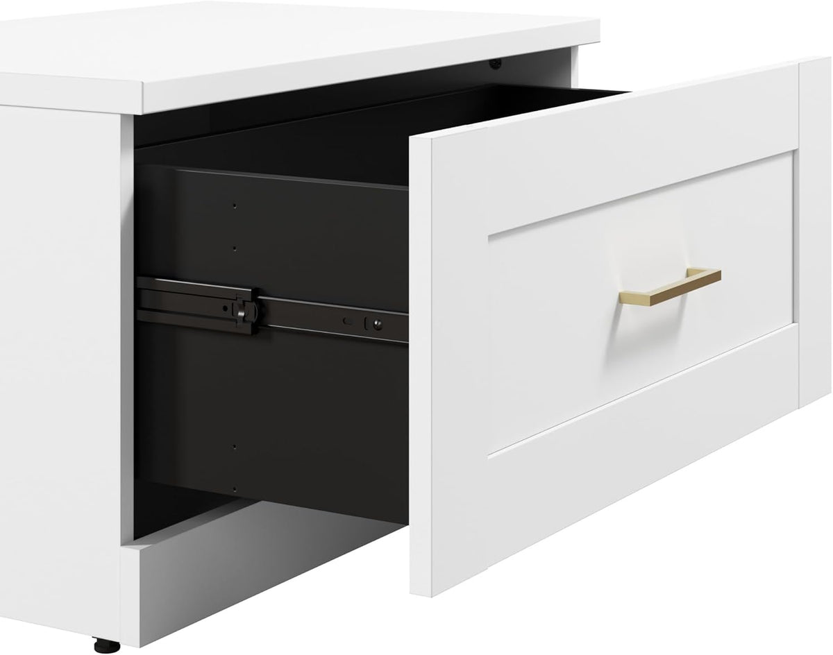 White Full Entryway Storage Set with Coat Rack and Shoe Benches M7905