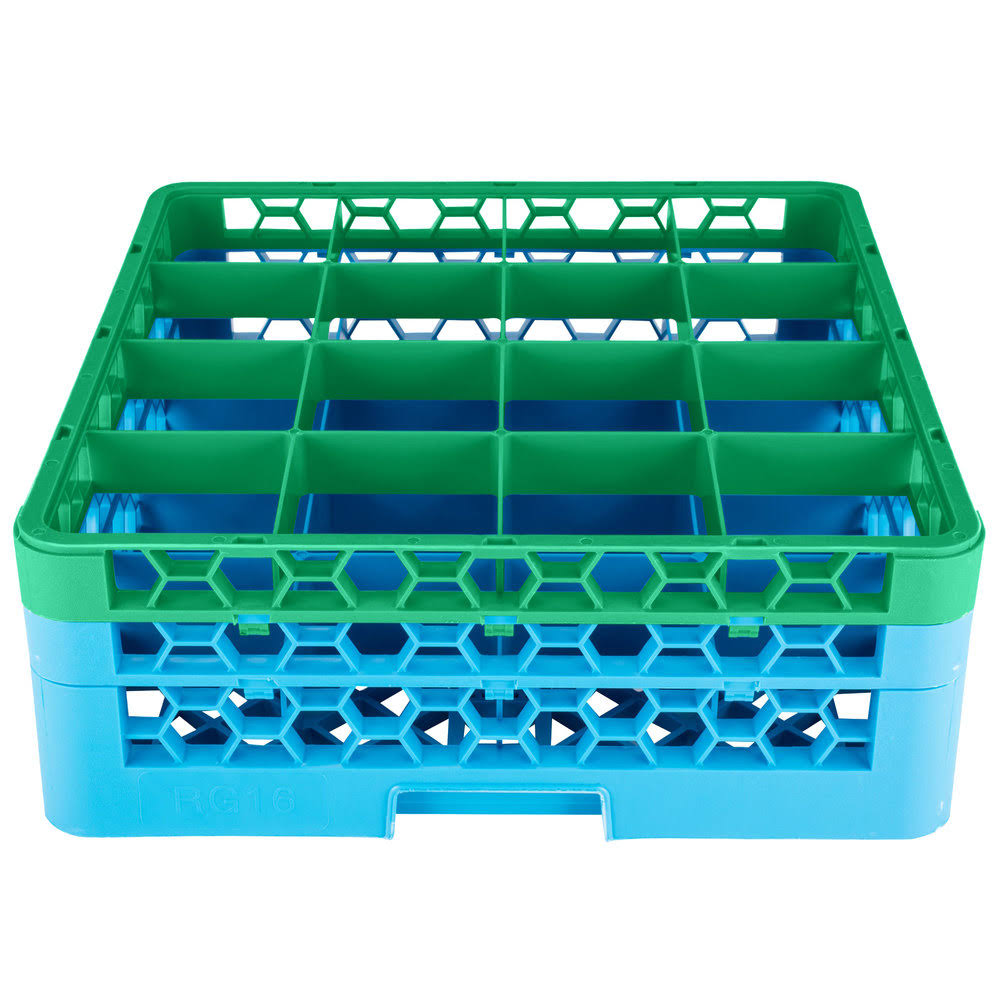 16 Compartment Green Glass Rack with 2 Extenders E857195
