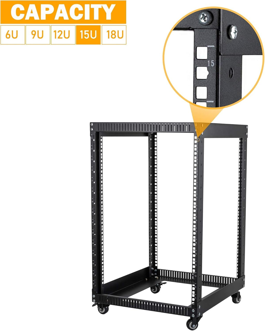 12U Open Frame Server Rack with Casters U2410