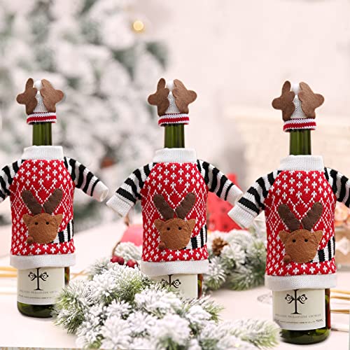 3Pack Christmas Wine Bottle Covers Reindeer Red C204