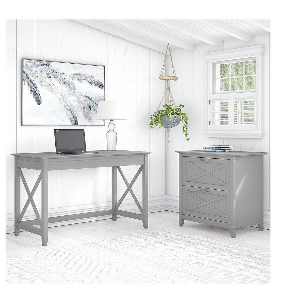 Cape Cod Gray Writing Desk with 2 Drawer File Cabinet B515
