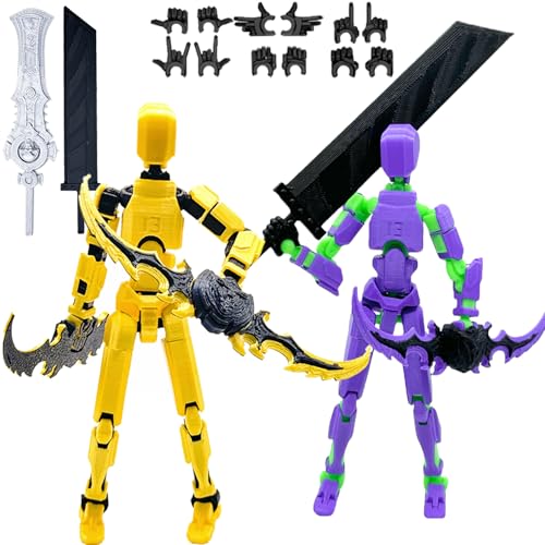 2 Packs T13 Action Figure Set, Movable Action Figure, Articulated, Full Body Mechanical Doll A33902