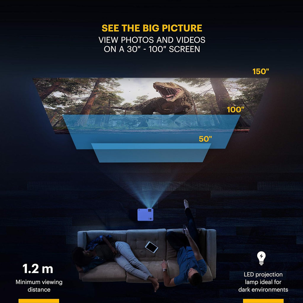 Home Projector with Tripod and Case, 1080p HD I77008