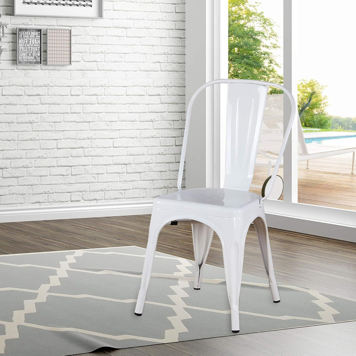 Navy Metal Patio Dining Chairs Set of 4 J88389