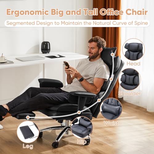 Black PU Leather High Back Desk Chair with Footrest I728174