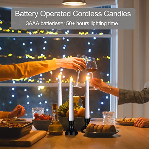 6PCS Flameless Taper Candles with Remote, 8 Inch Battery Operated LED Window Candle Lights (Ivory) N14580