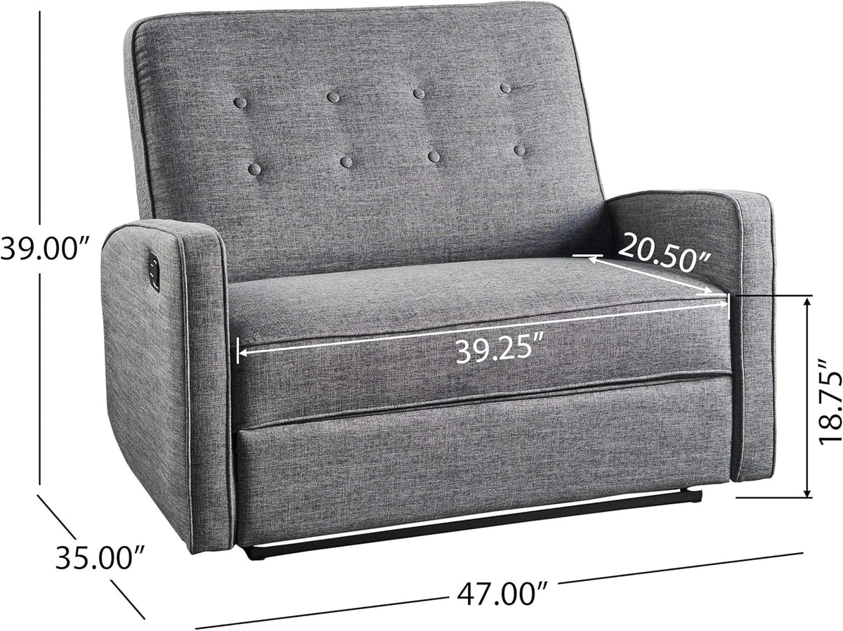 Grey Black Fabric Reclining Loveseat U12914