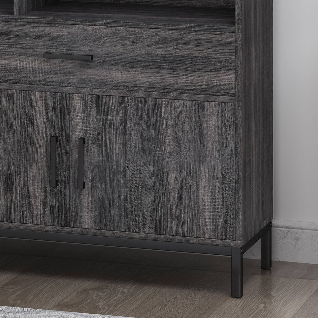 Dark Gray Black Faux Wood Cube Bookcase P53402