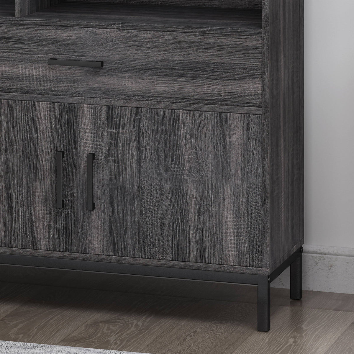 Dark Gray Black Faux Wood Cube Bookcase P53402