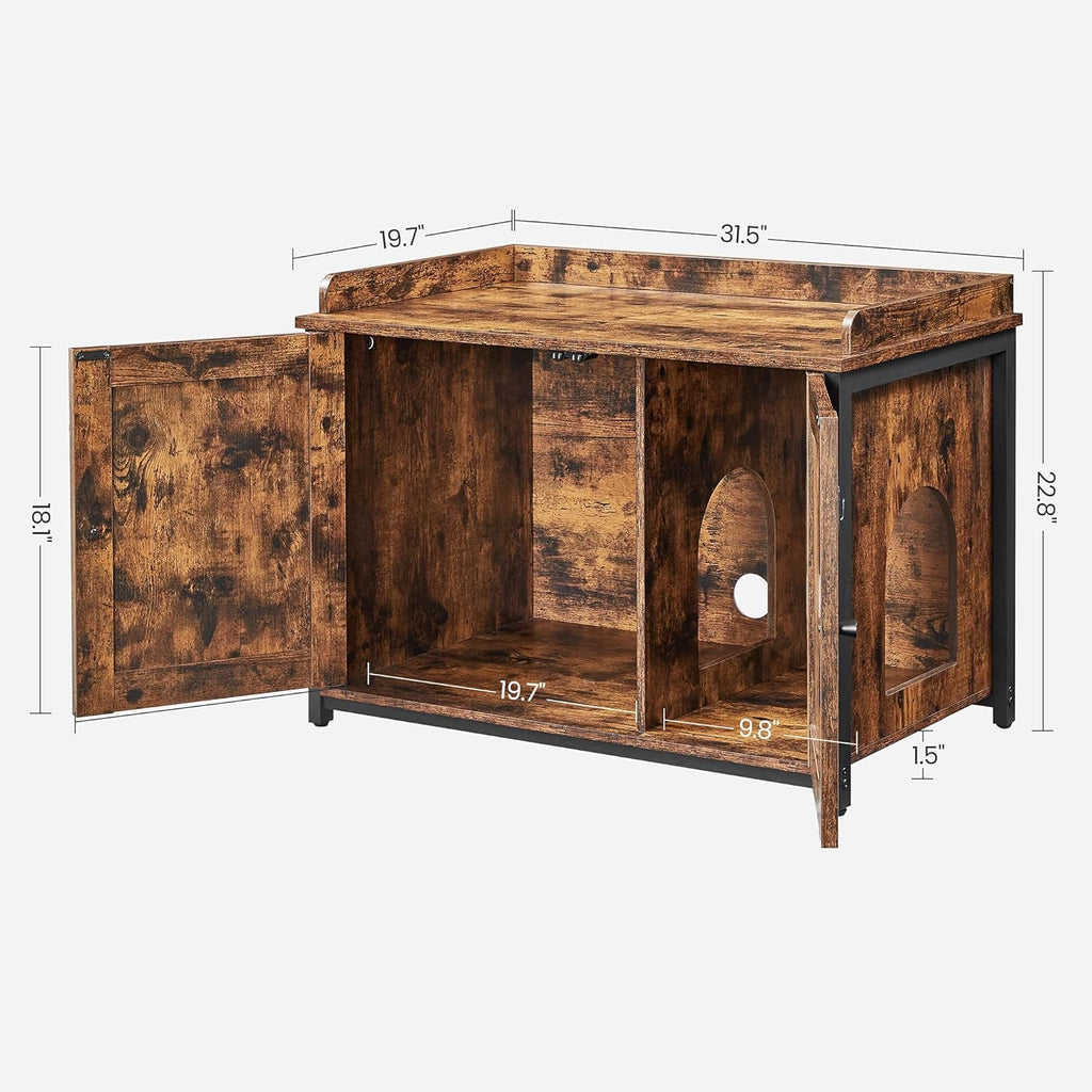 Rustic Brown and Black Cat Litter Box Enclosure F76576