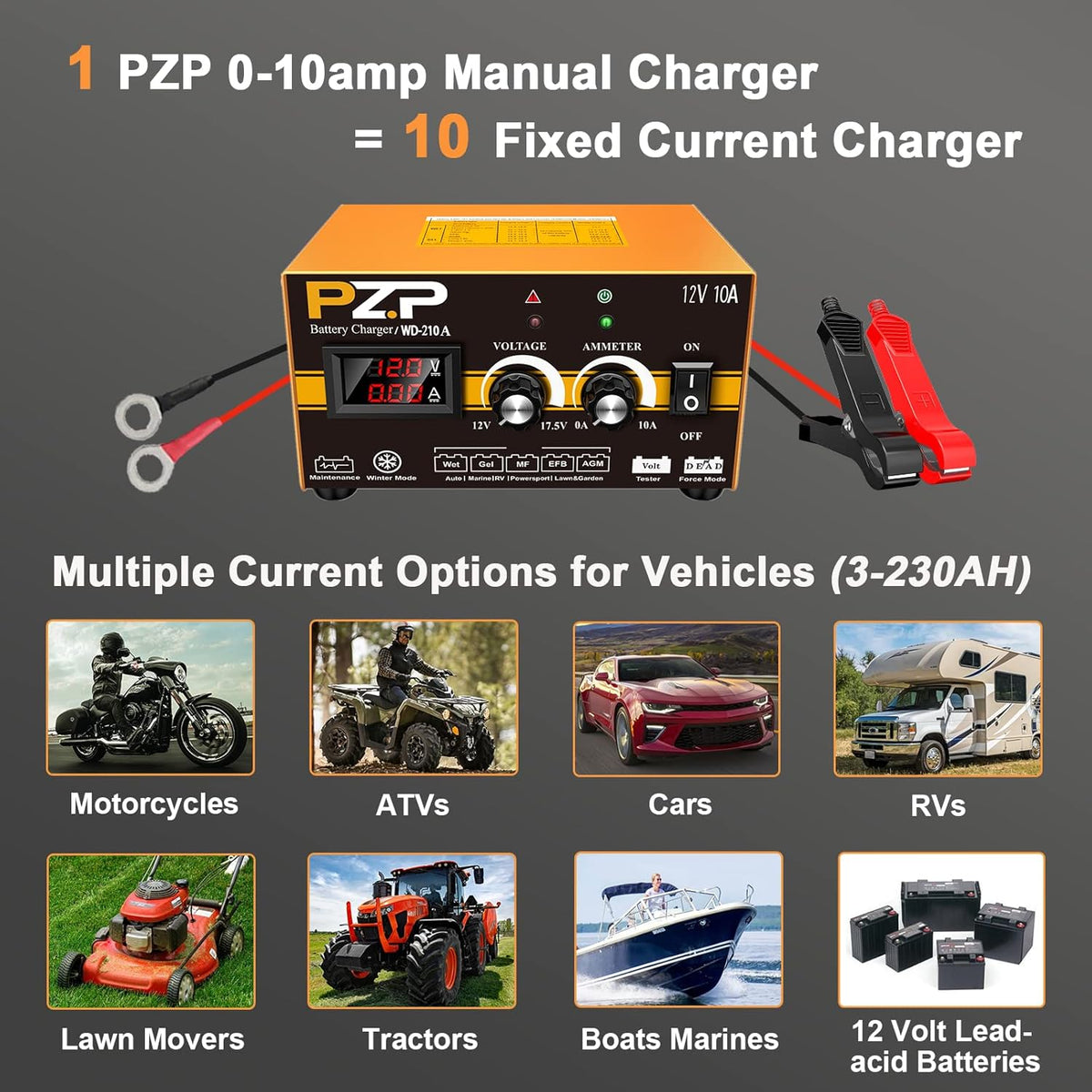 0-10 Amp 12v Automotive Battery Charger V4513