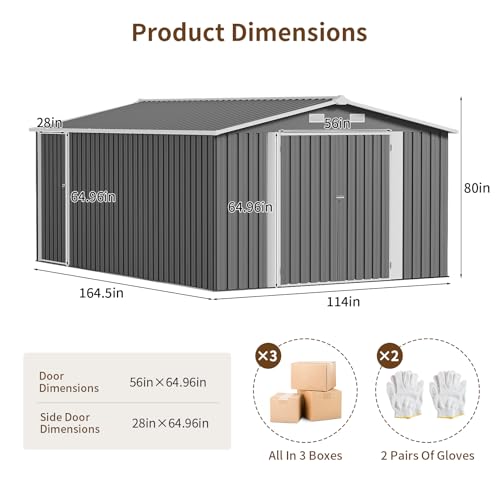 Light Gray Resin Outdoor Storage Shed with Floor & Window F64990
