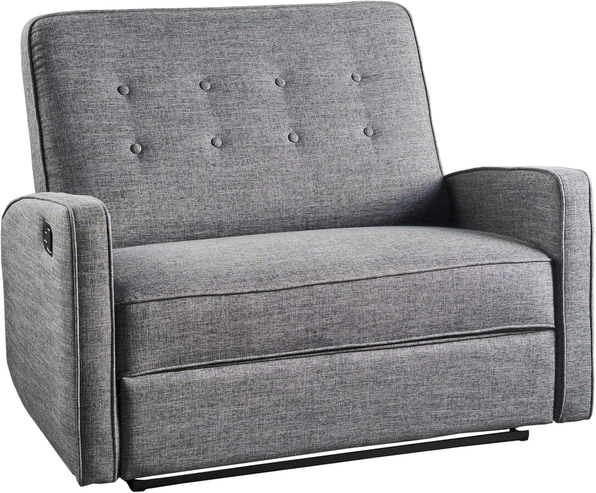 Grey Black Fabric Reclining Loveseat U12914