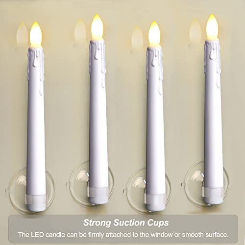 6PCS Flameless Taper Candles with Remote, 8 Inch Battery Operated LED Window Candle Lights (Ivory) N14580