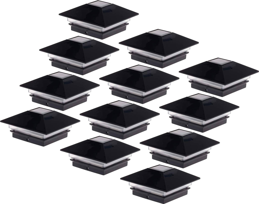 4 x 4 Solar LED Fence Post Cap Light 12 Pack Black E778