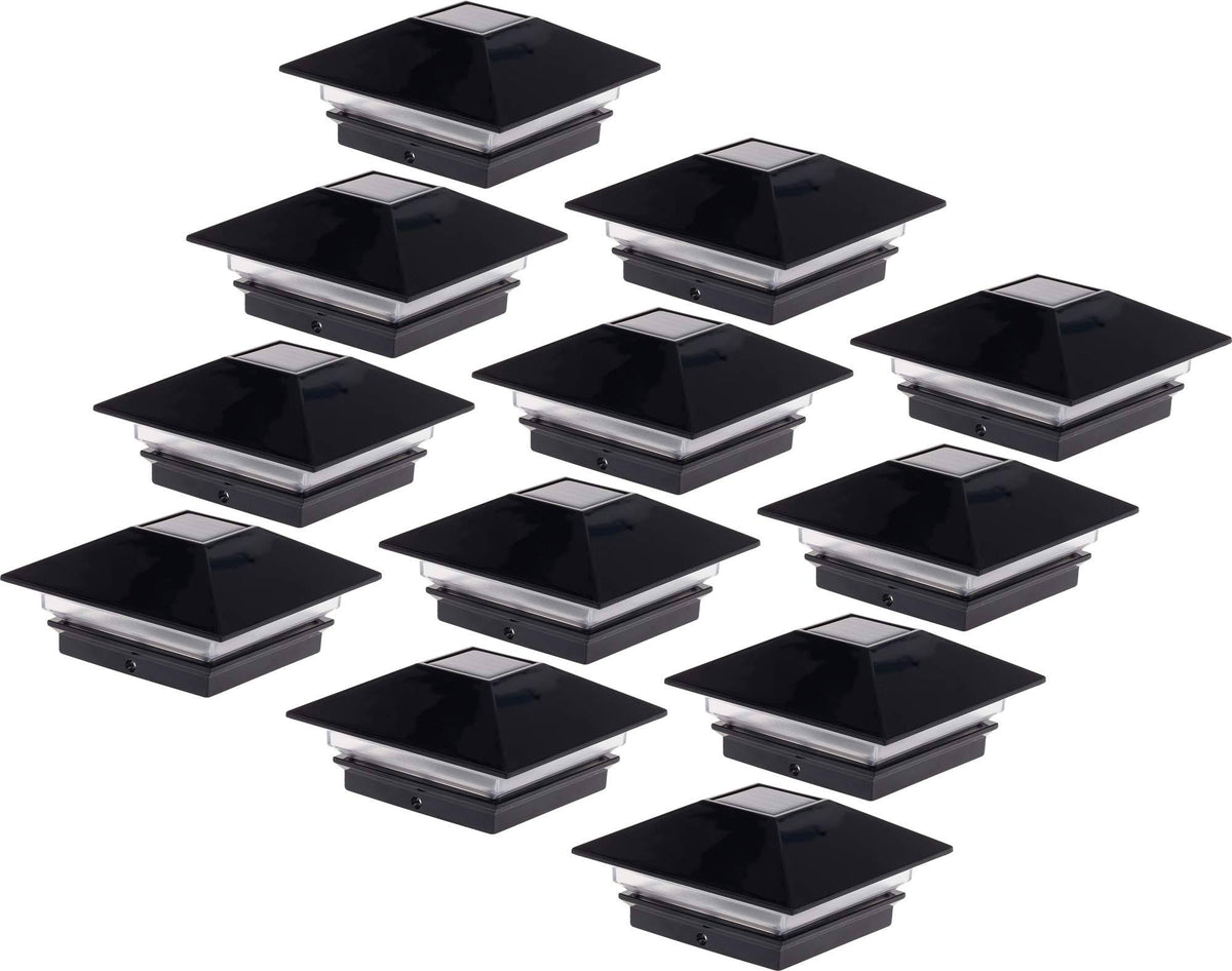 4 x 4 Solar LED Fence Post Cap Light 12 Pack Black E778