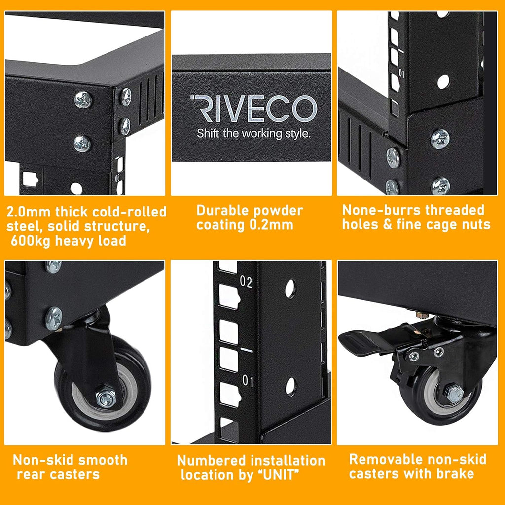 12U Open Frame Server Rack with Casters U2410