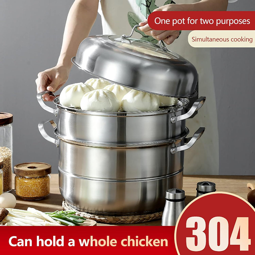12.8in 5 Tier Stainless Steel Steamer Pot Y77694