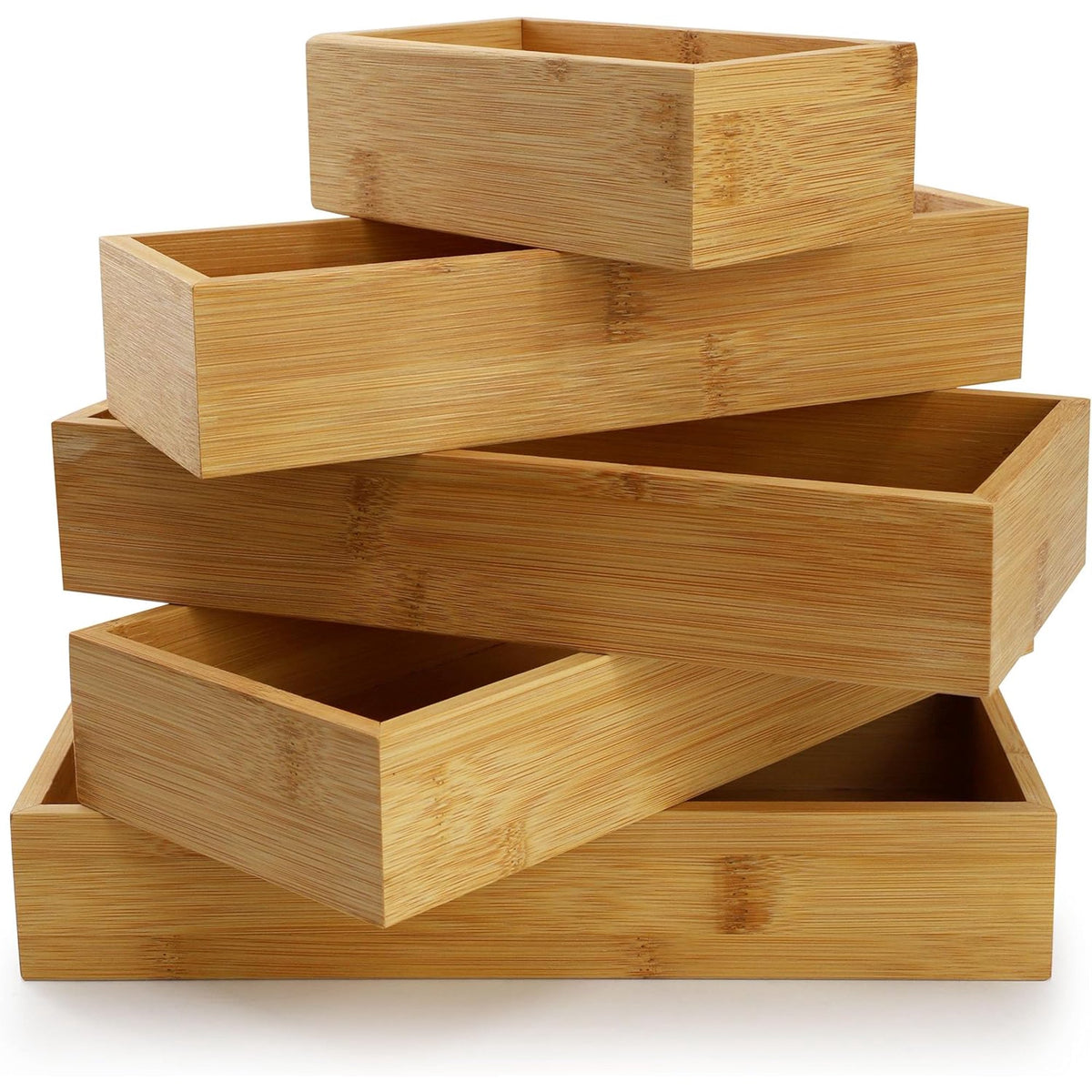 5 Piece Bamboo Wood Drawer Organizer Tray V906090