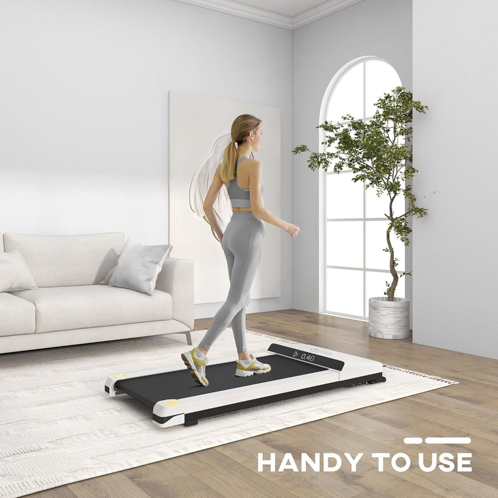 White Under Desk Treadmill with Foldable Wheels B828