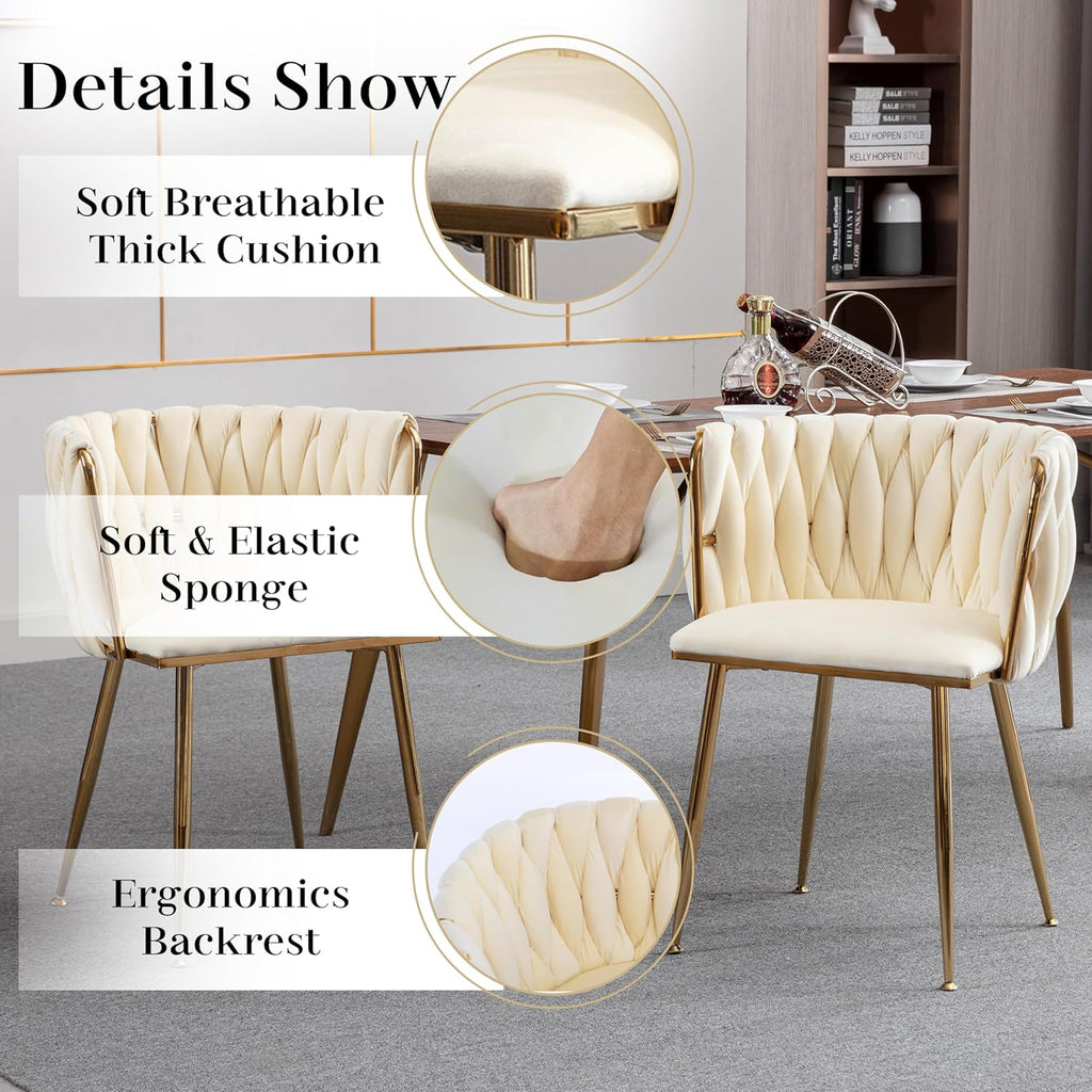 7 PCS Clear Glass Dining Table Set with Beige Woven Chairs Q28275