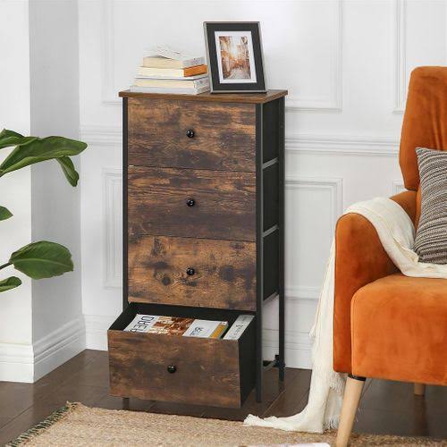 Rustic 4 Drawer Dresser with Wooden Top and Metal Frame K714192
