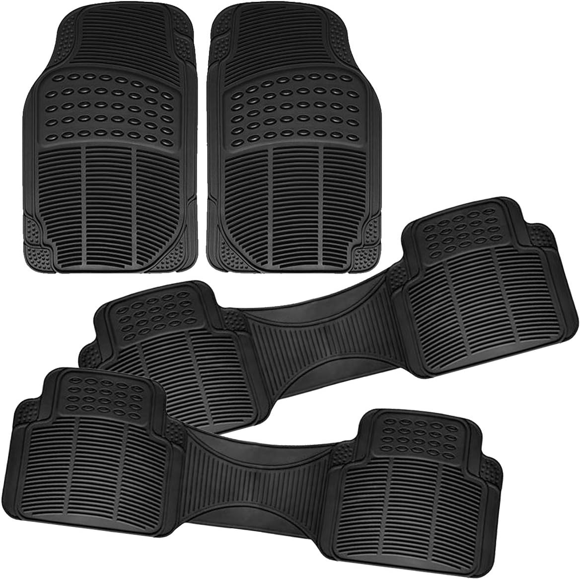 Black 4 Piece Heavy Duty Rubber Floor Mats G7533