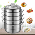 12.8in 5 Tier Stainless Steel Steamer Pot Y77694