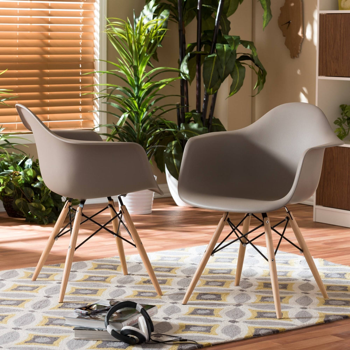 Beige Plastic Shell Chair Set of 2 L281